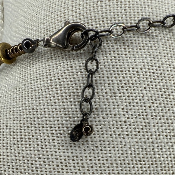 Silpada Necklace Abalone Shell Brass Beads Sterling Clasp Adjustable Boho - Picture 5 of 5